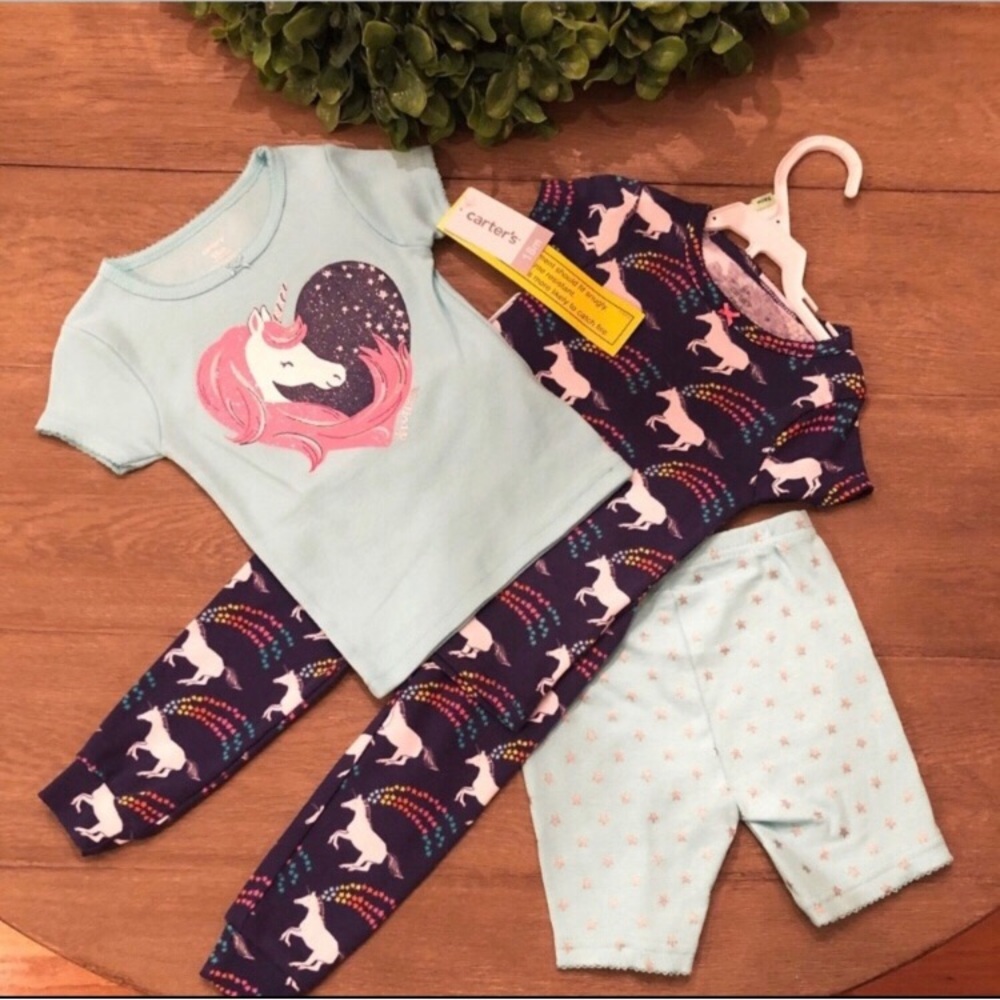 NWT Carter’s Unicorn 4-piece PJ set 18 M